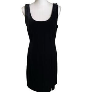 VIntage J R Nites Dress Velvet Size 14 Black Dress Scoop Neck Zip Flare Slit
